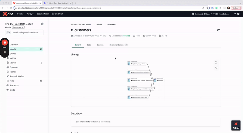 Explore a model's resource details